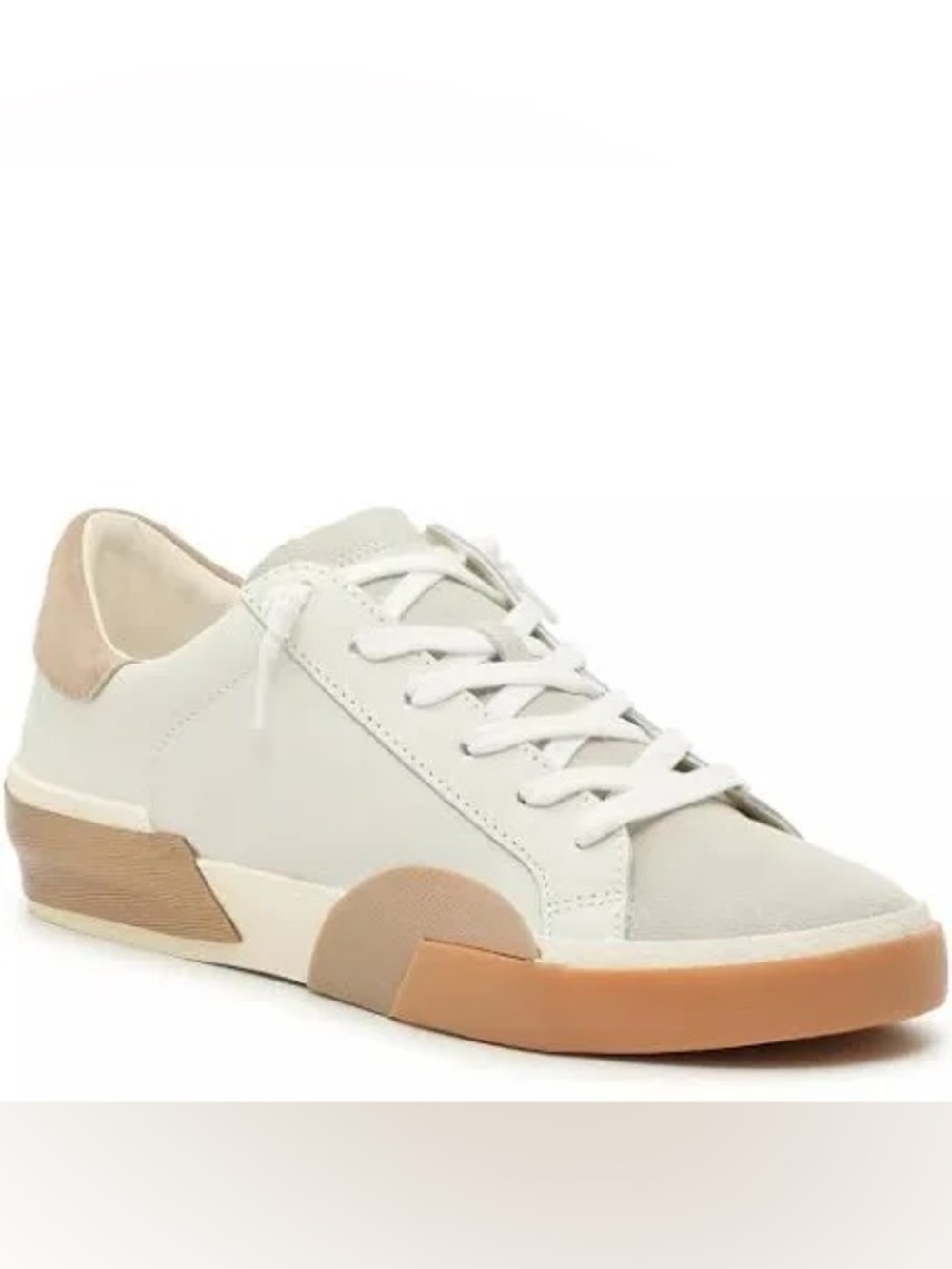 Dolce Vita Zina Cream and Tan Low-Top Court Sneakers
